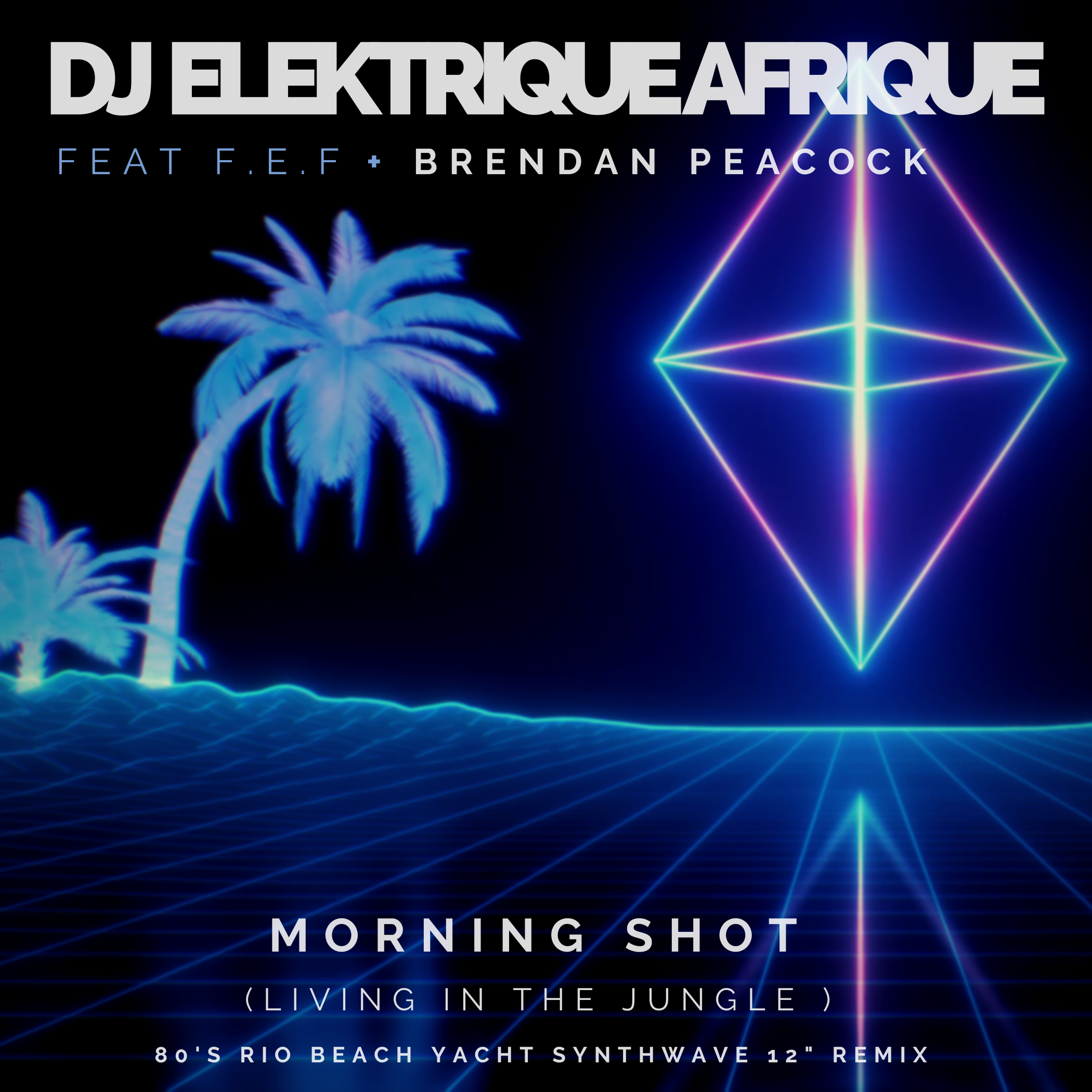 ‘DJ Elektrique Afrique’ teams up with guitarist Brendan Peacock and F.E.F for a Futuristic 80’s inspired single entitled ‘Morning Shot’ Living in the Jungle and a Full Length MusiFlick produced video by Discover Media Digital